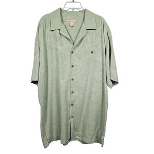 Boca Classics Shirt Silk Palm Leaf Jacquard Sage Green Mens XXLT